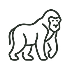 Minimalist Gorilla Outline on Black Background