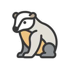 Simple illustration of a European badger against black background © Xihan