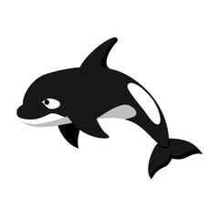 Cartoon Orca Killer Whale with White Spots Illustration