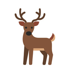 Simple Minimalist Cartoon Style Deer on Black Background