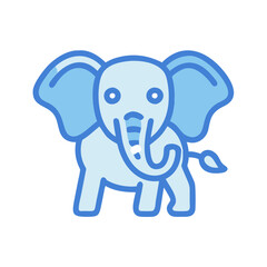 Cute Blue Elephant Icon Cartoon Vector Illustration