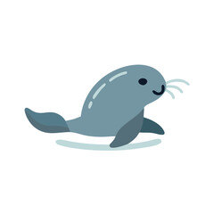 Cute Cartoon Seal Illustration on a Black Background