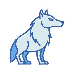 Blue Cartoon Wolf on Black Background Illustration