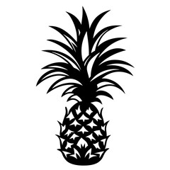 Bold black and white pineapple design with textured surface and leafy crown