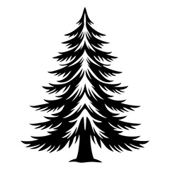 Stylized silhouette of a coniferous evergreen tree with sharp branches isolated