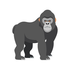 Naklejka premium Flat Design Gorilla with an Angry Expression Vector