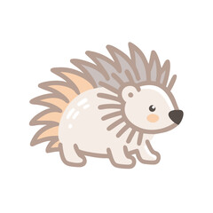 Cute Cartoon Hedgehog Isolated on Black Background Illustration