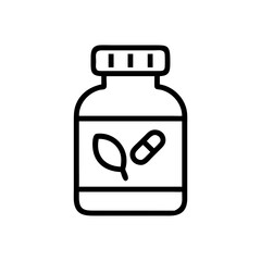 Supplement Bottle with Label Details Icon Design

