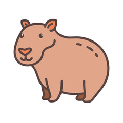 Cute Cartoon Capybara Illustration Isolated on Black Background