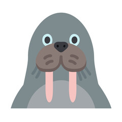 Cute walrus cartoon vector on black background illustration