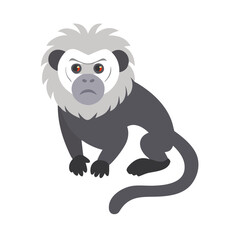 Cartoon Lion-Tailed Macaque Illustration on Black Background