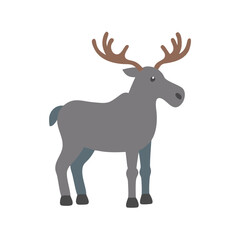 Cartoon Moose Illustration with Antlers on Black Background