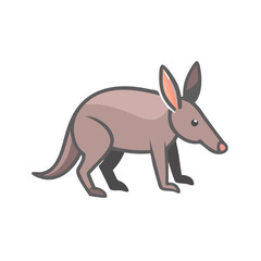 Cartoon Illustration of an Aardvark on Black Background