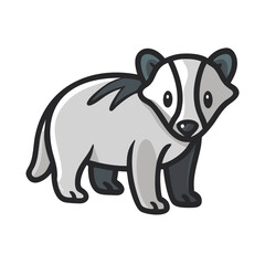 Cute Cartoon Badger Illustration Isolated on Black Background © Xihan