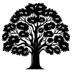 Obraz premium A striking black silhouette of a tree against a clean white background