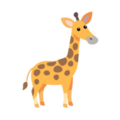 Cute Cartoon Giraffe Standing Against Black Background Illustration