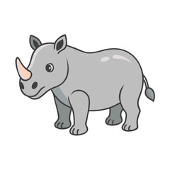 Cute cartoon rhino illustration on black background image