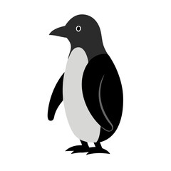 Simple gray and white penguin illustration on black background