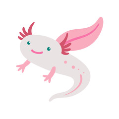 Cute Cartoon Axolotl Character Illustration on Black Background