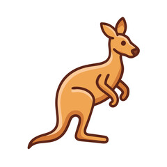 Cartoon Kangaroo Isolated on Black Background, Stock Illustration