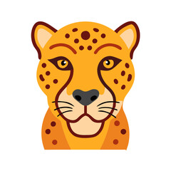 Cartoon cheetah face with simple geometric shapes design