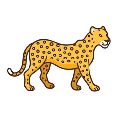 Cartoon Cheetah Illustration, Isolated on Black Background