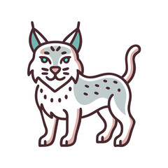 Stylized Vector Illustration of Lynx Cat on Black Background