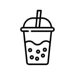 Taro Bubble Tea in Clear Cup Icon Design