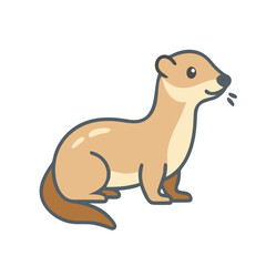 Cute Cartoon Stoat Vector Illustration on Black Background