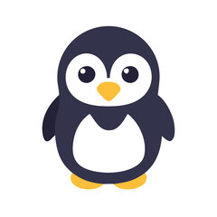 Cute cartoon penguin on a black background illustration