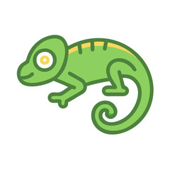 Green Chameleon Lizard Icon with Swirl Tail