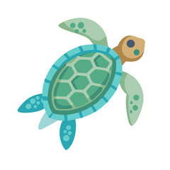 Cartoon Sea Turtle Graphic on Black Background