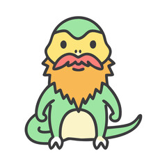 Cute Cartoon Bearded Dragon Mascot Character on Black