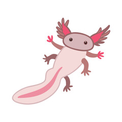 Cute Axolotl Character Illustration on Black Background