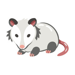 Cartoon Opossum Illustration on a Black Background