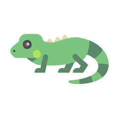 Simple Illustration of a Green Striped Iguana