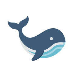 Cute Blue Whale Illustration on Black Background