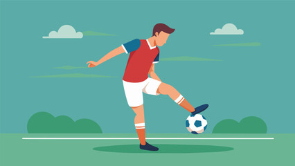 Fototapeta premium As a player practices their kicking technique they can see and adjust their foot positioning in realtime.. Vector illustration