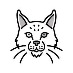 Abstract minimalist black cat face in the darkness