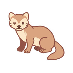 Cute Cartoon Stoat Illustration on Black Background Vector