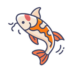 Stylized Orange and White Koi Fish Illustration Isolated