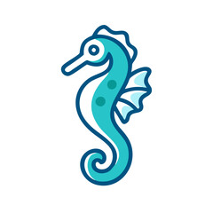 Cute Seahorse Vector Illustration on Black Background