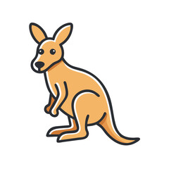 Cartoon Kangaroo Illustration Standing on Black Background