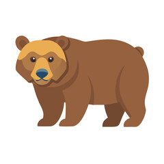 Cartoon Brown Bear Illustration Isolated on Black Background