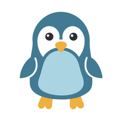 Cartoon Penguin Isolated on Black Background Vector Illustration
