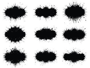 Black Grunge Brush Stroke Texture Pack – Horizontal Ink Splatter Vectors for Distressed Design and Artistic Backgrounds