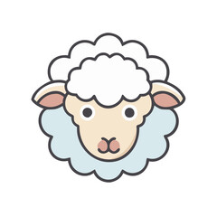 Cute Cartoon Sheep Head Illustration on Black Background