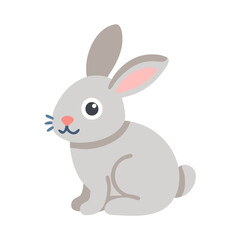 Cute gray bunny rabbit illustration on black background