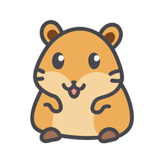 Cute Hamster Illustration with Happy Face on Black Background