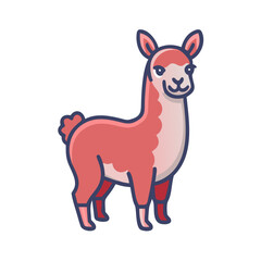 Cute Cartoon Llama Character Illustration on Black Background